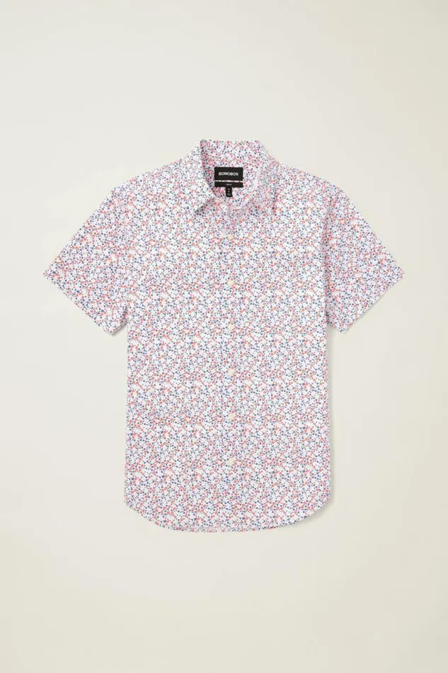 Men Riviera Short Sleeve Shirt White Peyton Floral Bonobos Short Sleeve Shirts