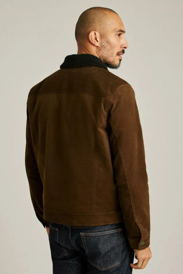 Men Sherpa Lined Cord Jacket Chickory Coffee Bonobos Jackets and Coats