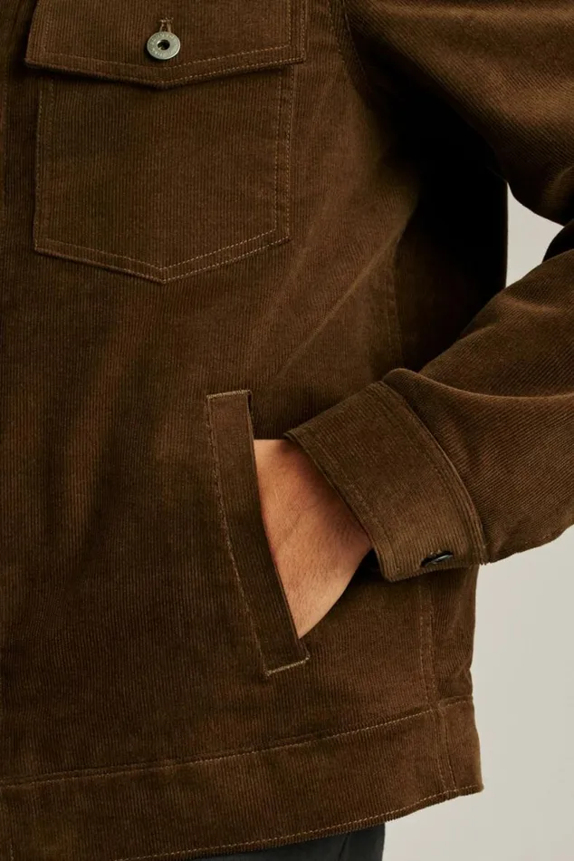 Men Sherpa Lined Cord Jacket Chickory Coffee Bonobos Jackets and Coats