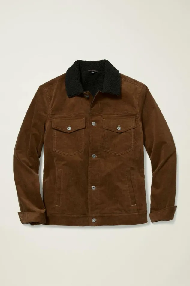 Men Sherpa Lined Cord Jacket Chickory Coffee Bonobos Jackets and Coats