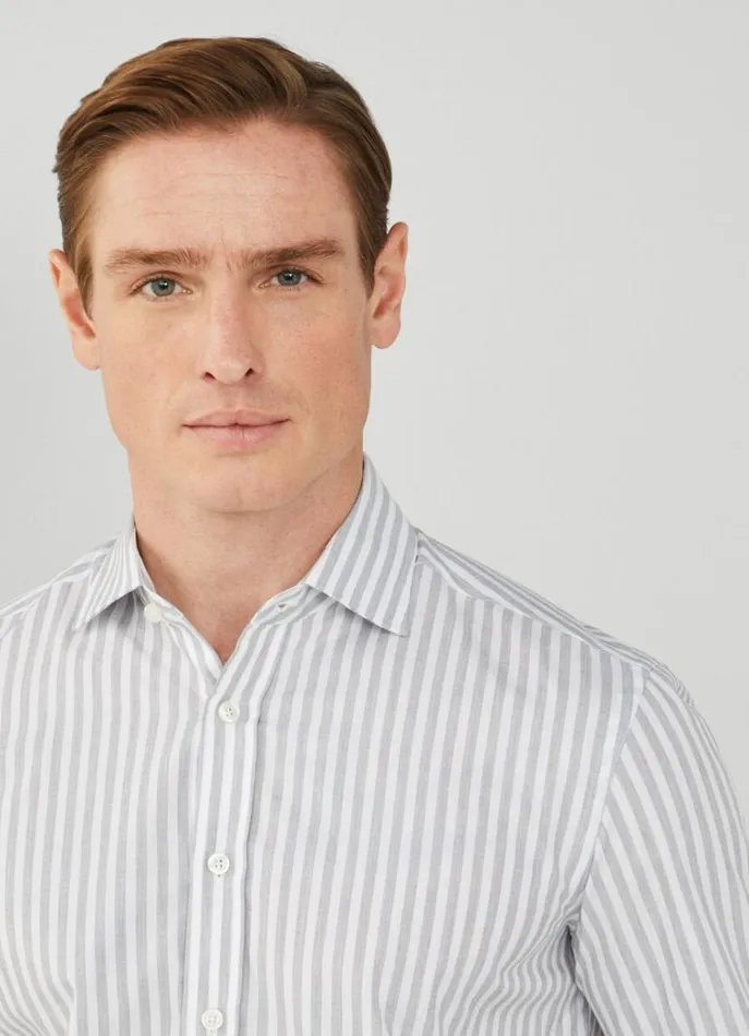 Men Shirts Hackett London Slim Fit Bengal Striped Shirt Greywhite