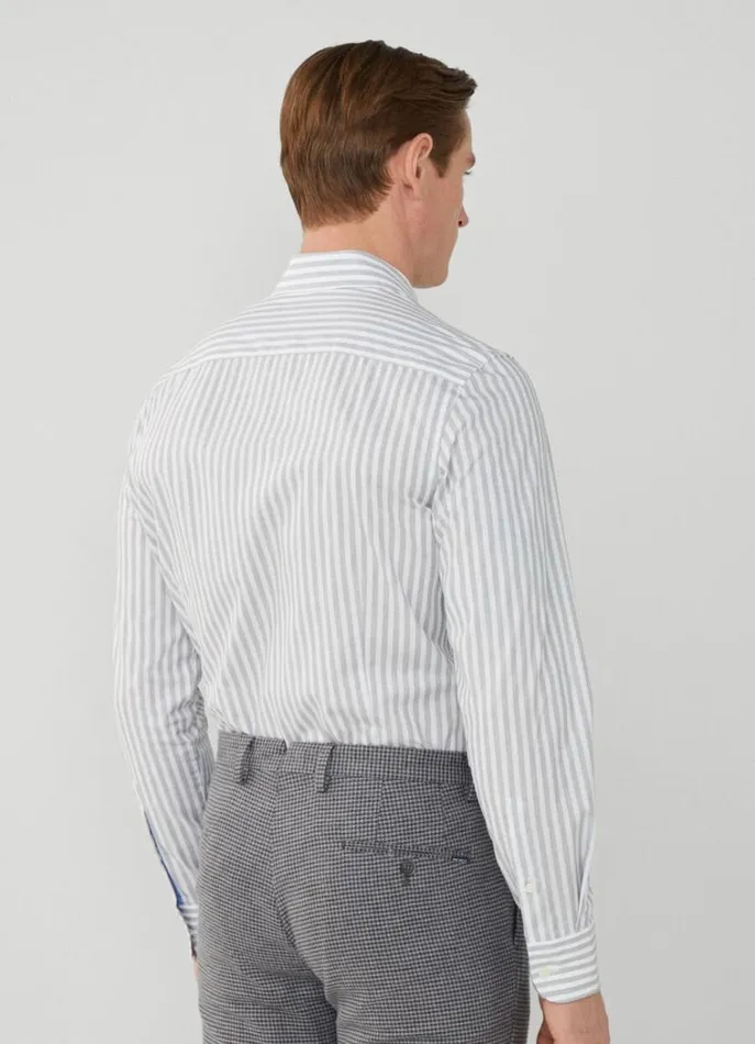 Men Shirts Hackett London Slim Fit Bengal Striped Shirt Greywhite