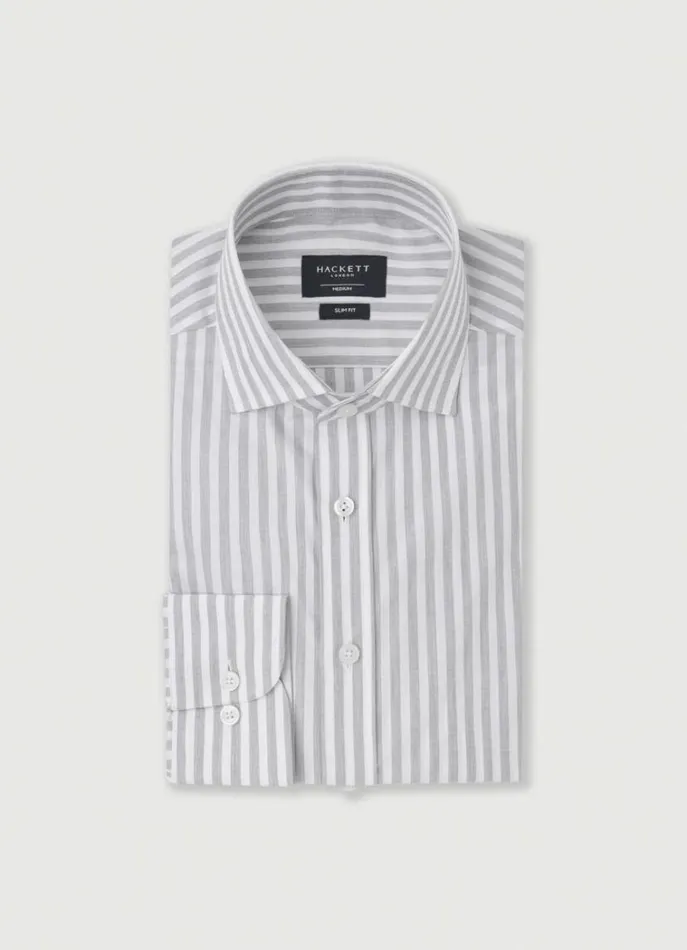 Men Shirts Hackett London Slim Fit Bengal Striped Shirt Greywhite