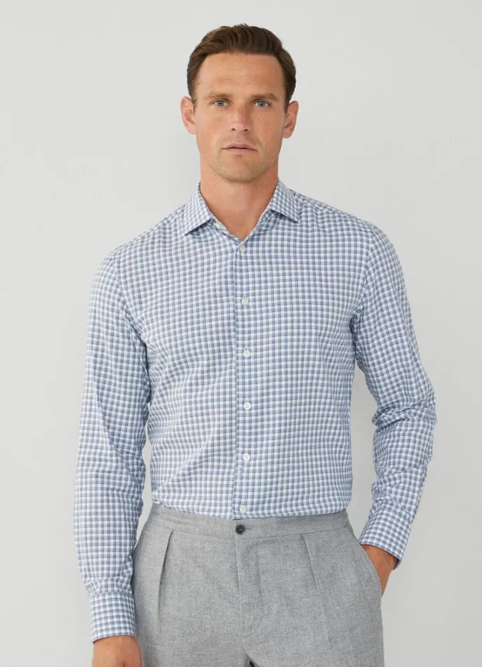 Men Shirts Hackett London Slim Fit Check Shirt Navywhite