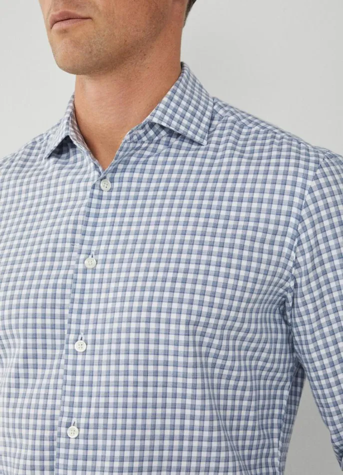 Men Shirts Hackett London Slim Fit Check Shirt Navywhite