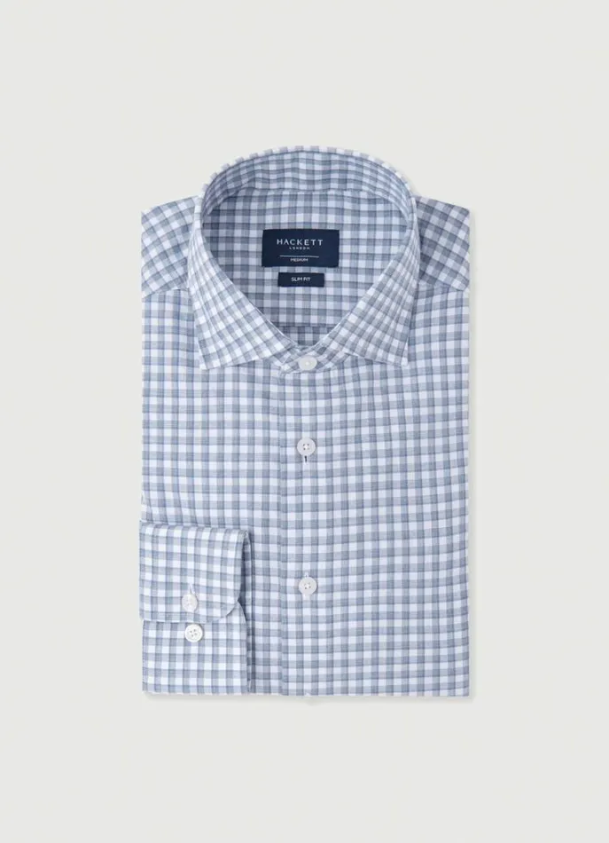 Men Shirts Hackett London Slim Fit Check Shirt Navywhite