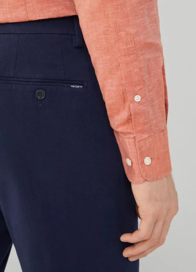 Men Shirts Hackett London Slim Fit Heathered Shirt Rust Brown