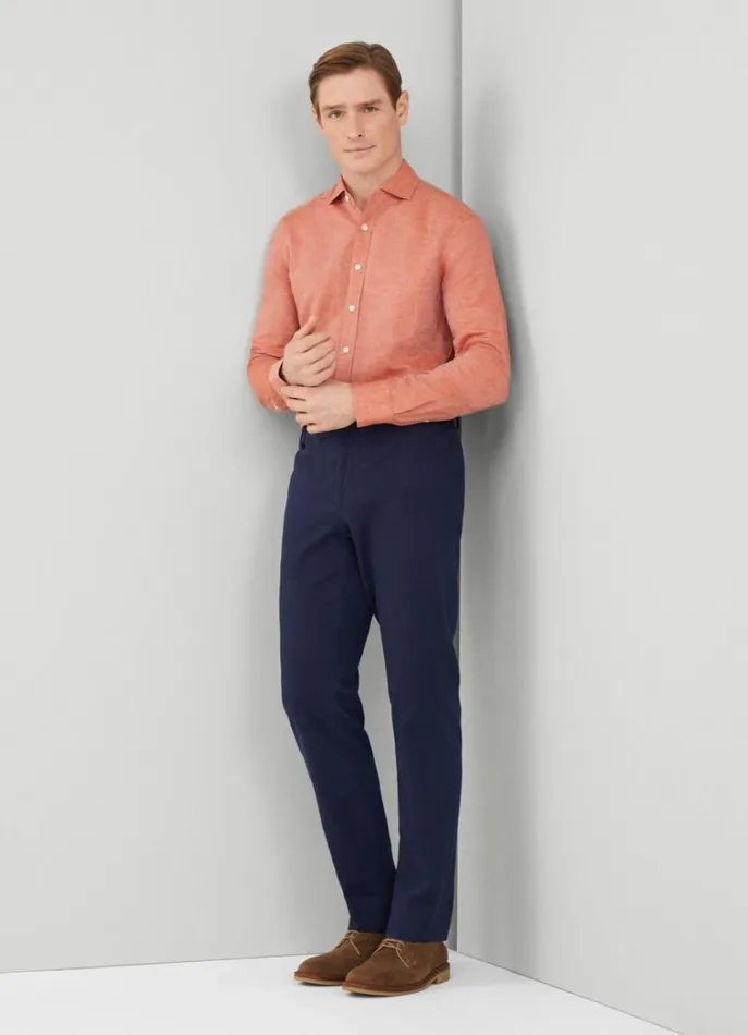 Men Shirts Hackett London Slim Fit Heathered Shirt Rust Brown