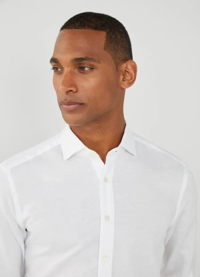 Men Shirts Hackett London Slim Fit Heathered Shirt White