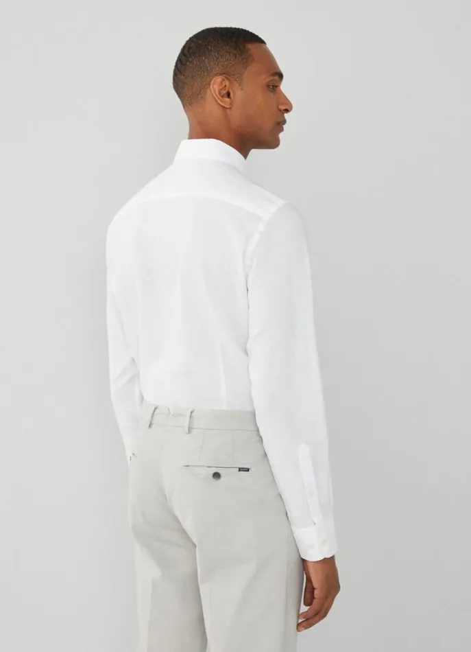 Men Shirts Hackett London Slim Fit Heathered Shirt White