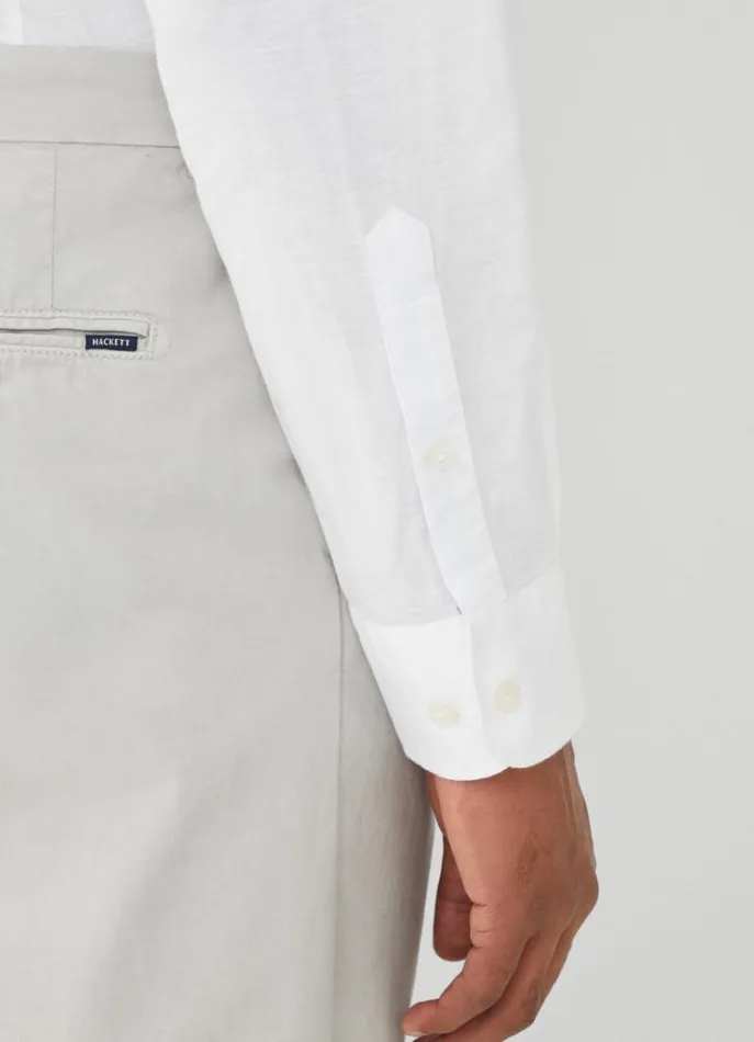 Men Shirts Hackett London Slim Fit Heathered Shirt White