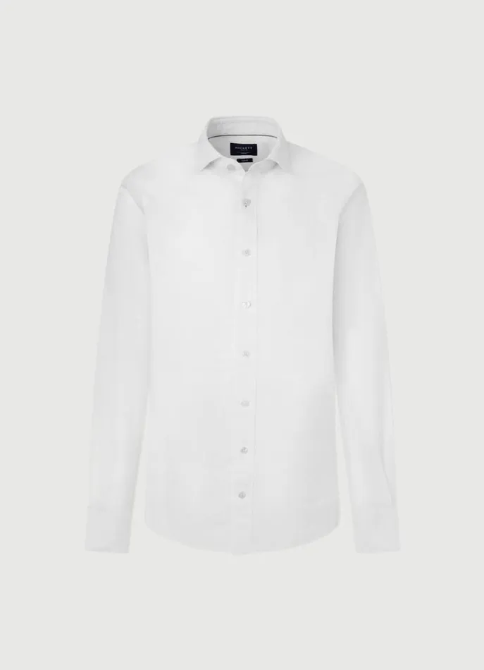 Men Shirts Hackett London Slim Fit Heathered Shirt White