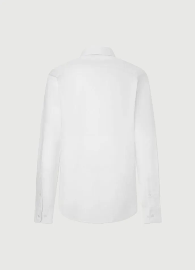 Men Shirts Hackett London Slim Fit Heathered Shirt White