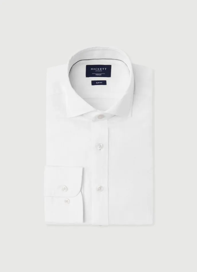 Men Shirts Hackett London Slim Fit Heathered Shirt White