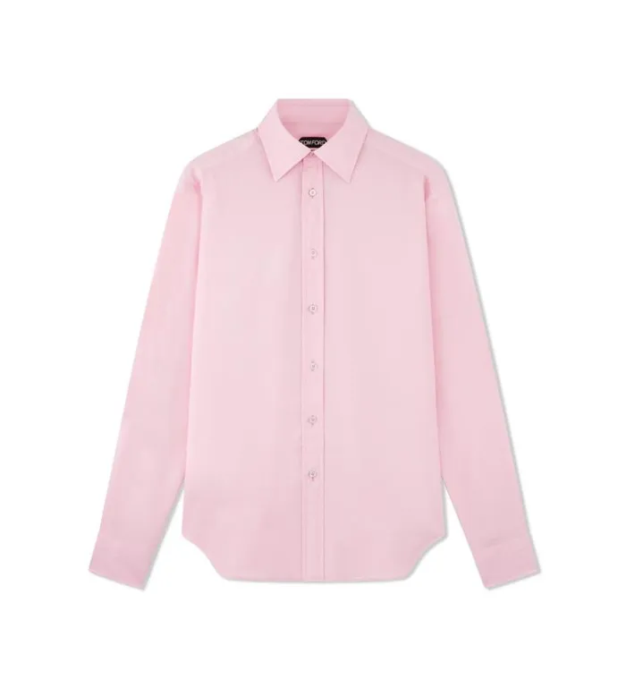 Men Shirts Tom Ford Fluid Silk Parachute Slim Fit Shirt Pink