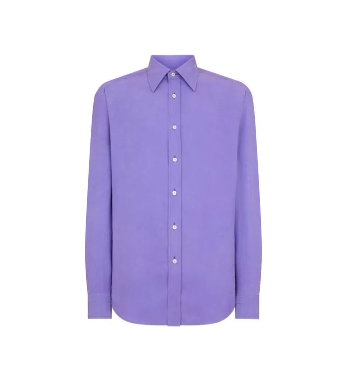 Men Shirts Tom Ford Silk Habotai Slim Fit Shirt Ultra Violet