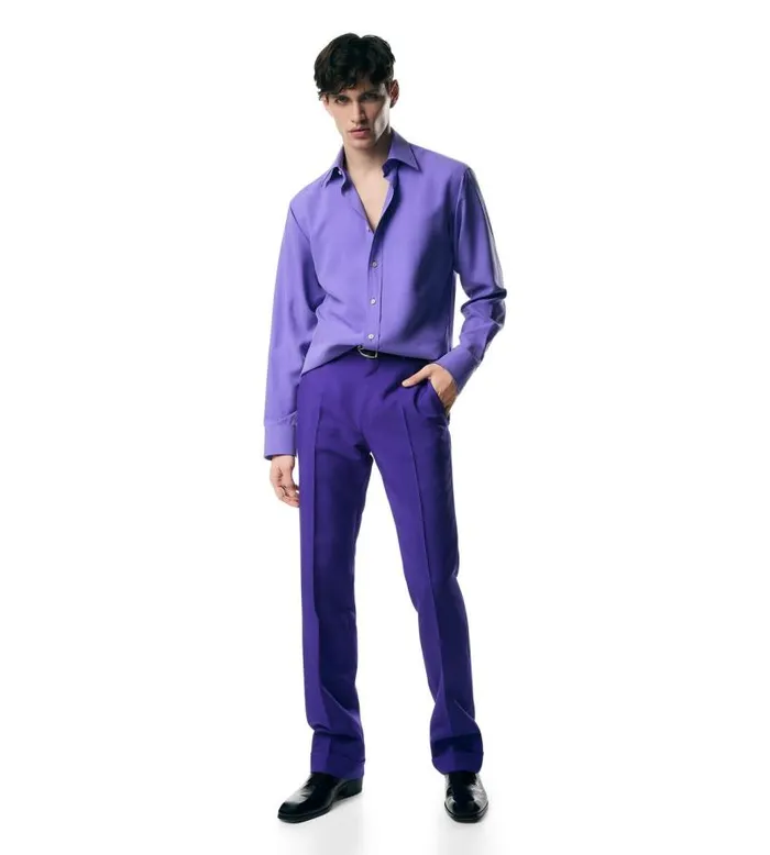 Men Shirts Tom Ford Silk Habotai Slim Fit Shirt Ultra Violet Men Shirts Tom Ford Silk Habotai Slim Fit Shirt Ultra Violet
