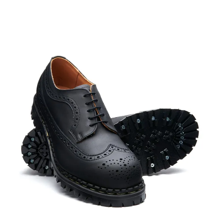 Men Solovair Brogue Shoes Black Greasy Steel Toe American Brogue Shoe