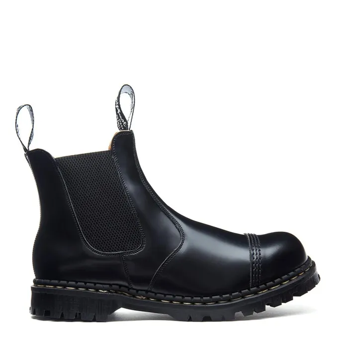 Men Solovair Chelsea Boots Black HiShine Steel Toe Capped Dealer Boot