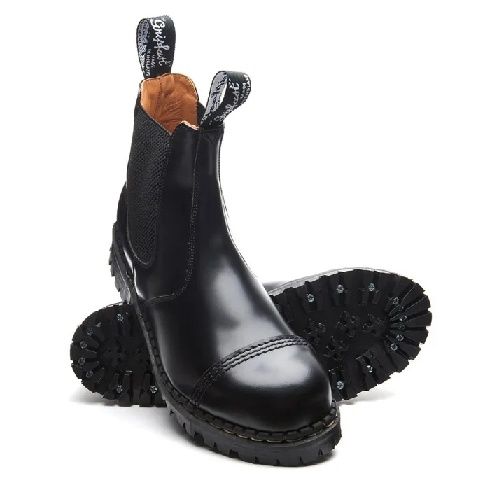Men Solovair Chelsea Boots Black HiShine Steel Toe Capped Dealer Boot