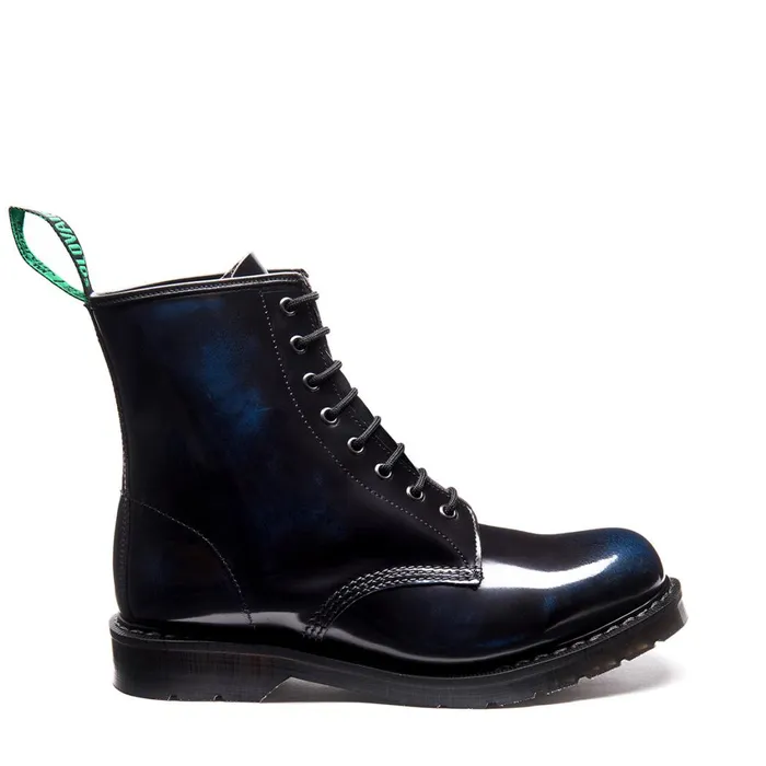 Men Solovair Derby Boots Navy RubOff 8 Eye Derby Boot