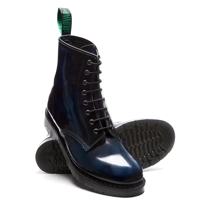 Men Solovair Derby Boots Navy RubOff 8 Eye Derby Boot
