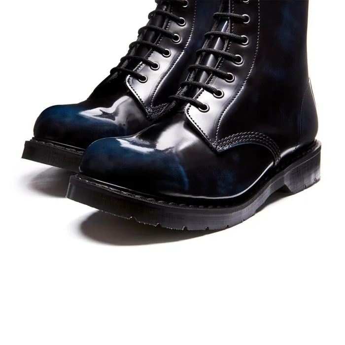 Men Solovair Derby Boots Navy RubOff 8 Eye Derby Boot