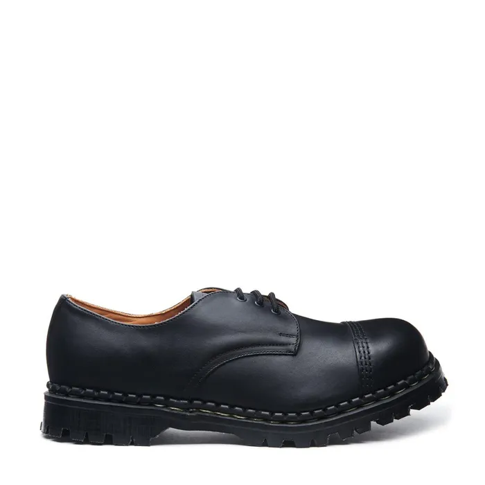 Men Solovair Gibson Shoes Black Greasy Steel Toe Capped Gibson Shoe