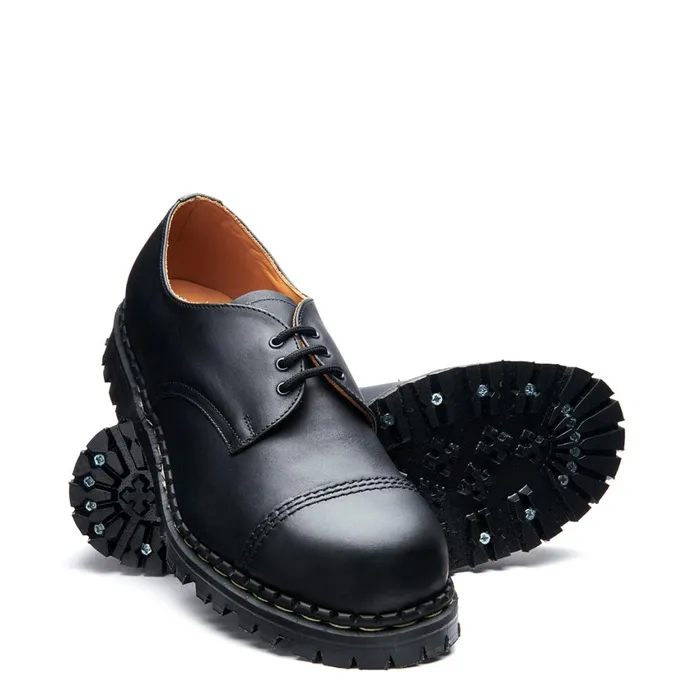 Men Solovair Gibson Shoes Black Greasy Steel Toe Capped Gibson Shoe