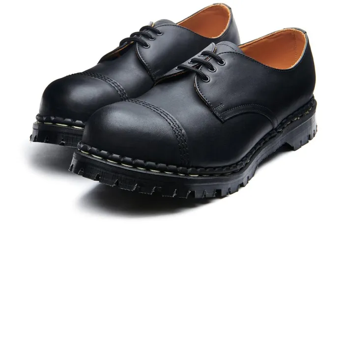 Men Solovair Gibson Shoes Black Greasy Steel Toe Capped Gibson Shoe