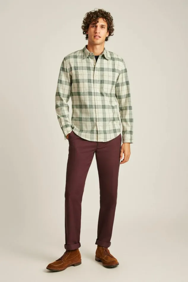 Men Stretch Flannel Shirt Snowy Pine Plaid Bonobos Overshirts