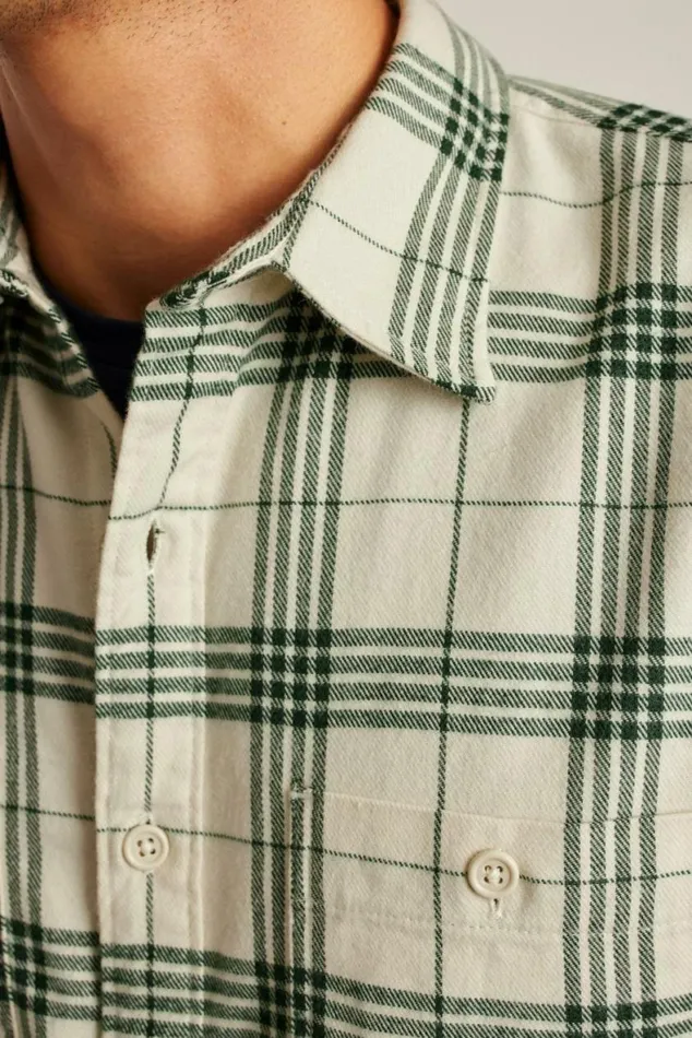 Men Stretch Flannel Shirt Snowy Pine Plaid Bonobos Overshirts