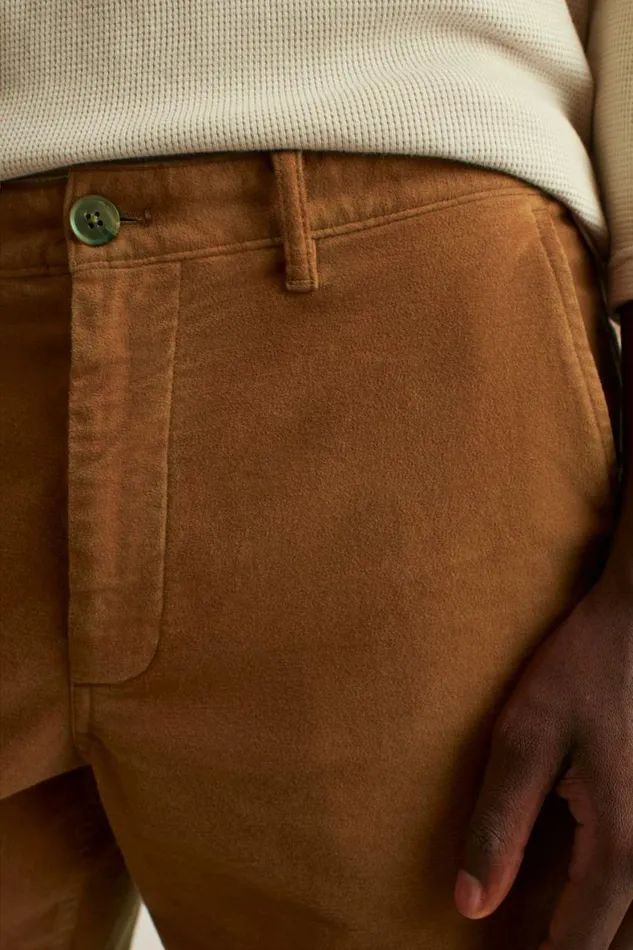 Men Stretch Italian Moleskin Trouser Chestnut Brown Bonobos Dress Pants