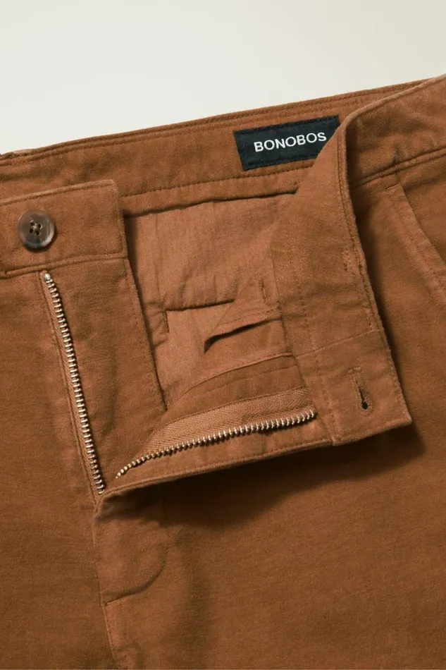 Men Stretch Italian Moleskin Trouser Chestnut Brown Bonobos Dress Pants