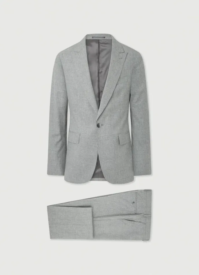 Men Suits Hackett London Prince Of Wales Checked Suit Mid Grey