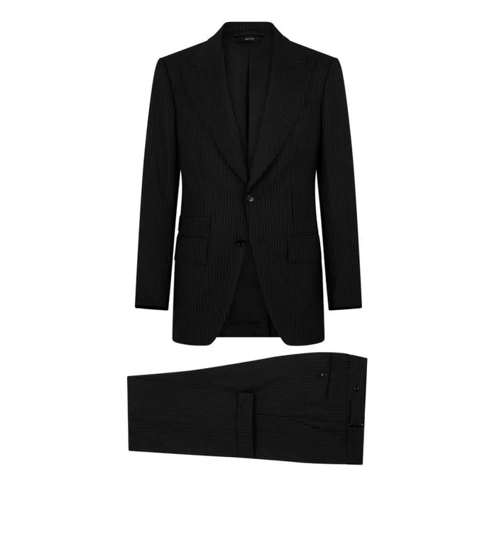 Men Suits Tom Ford Pinstripe Stretch Panama Atticus Suit Black