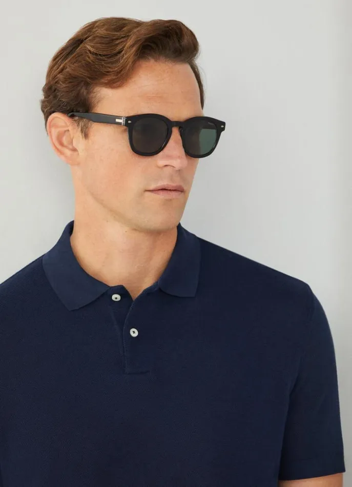 Men Sunglasses Hackett London Round Sunglasses Black