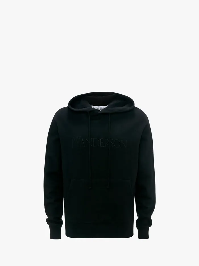 Men Sweatshirts and Hoodies JW Anderson HOODIE WITH LOGO EMBROIDERY Black
