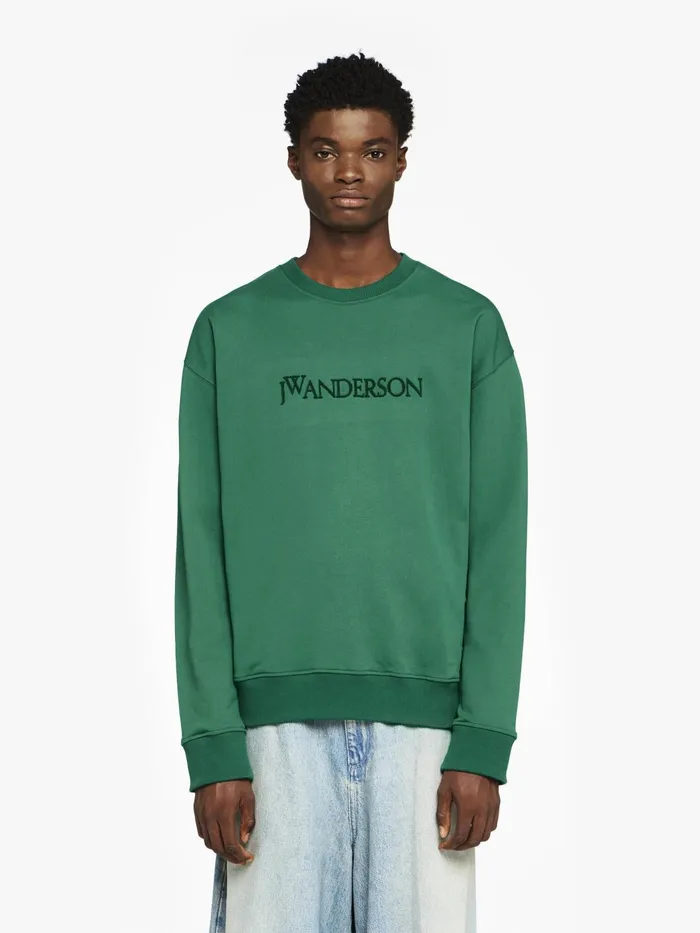 Men Sweatshirts and Hoodies JW Anderson SWEATSHIRT WITH EMBROIDERED LOGO Forest Green Men Sweatshirts and Hoodies JW Anderson SWEATSHIRT WITH EMBROIDERED LOGO Forest Green