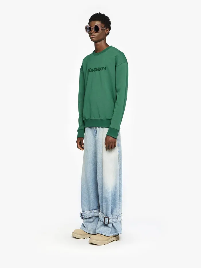 Men Sweatshirts and Hoodies JW Anderson SWEATSHIRT WITH EMBROIDERED LOGO Forest Green Men Sweatshirts and Hoodies JW Anderson SWEATSHIRT WITH EMBROIDERED LOGO Forest Green