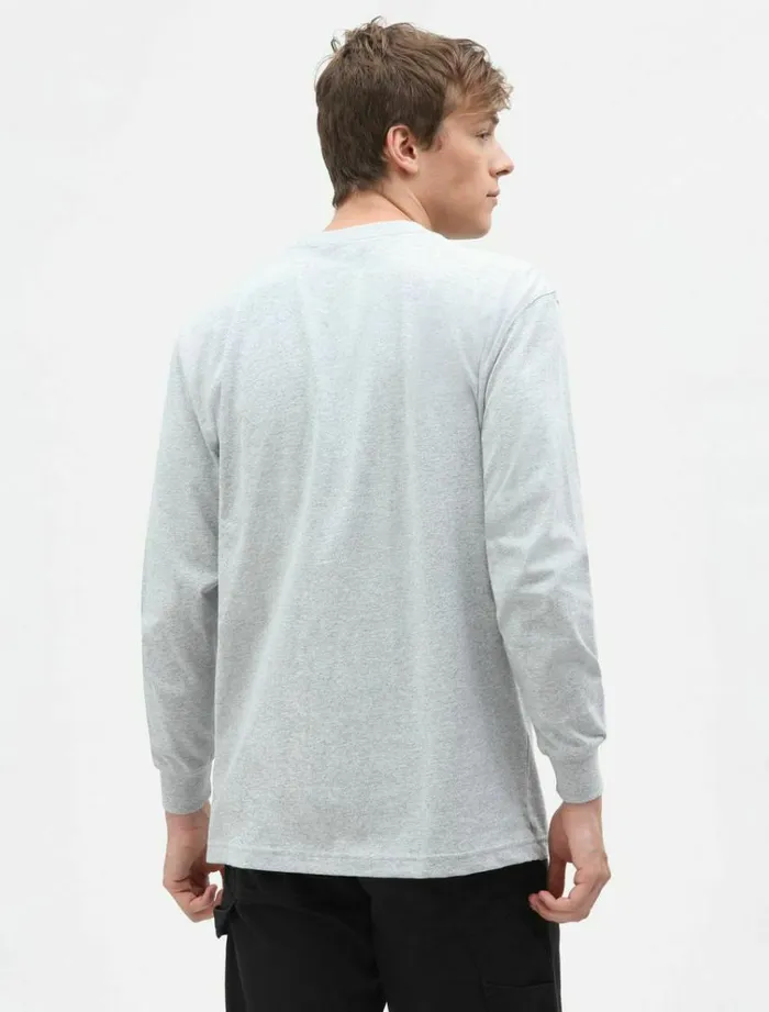 Men TShirts Dickies Longsleeve Pocket Tee Heather Grey