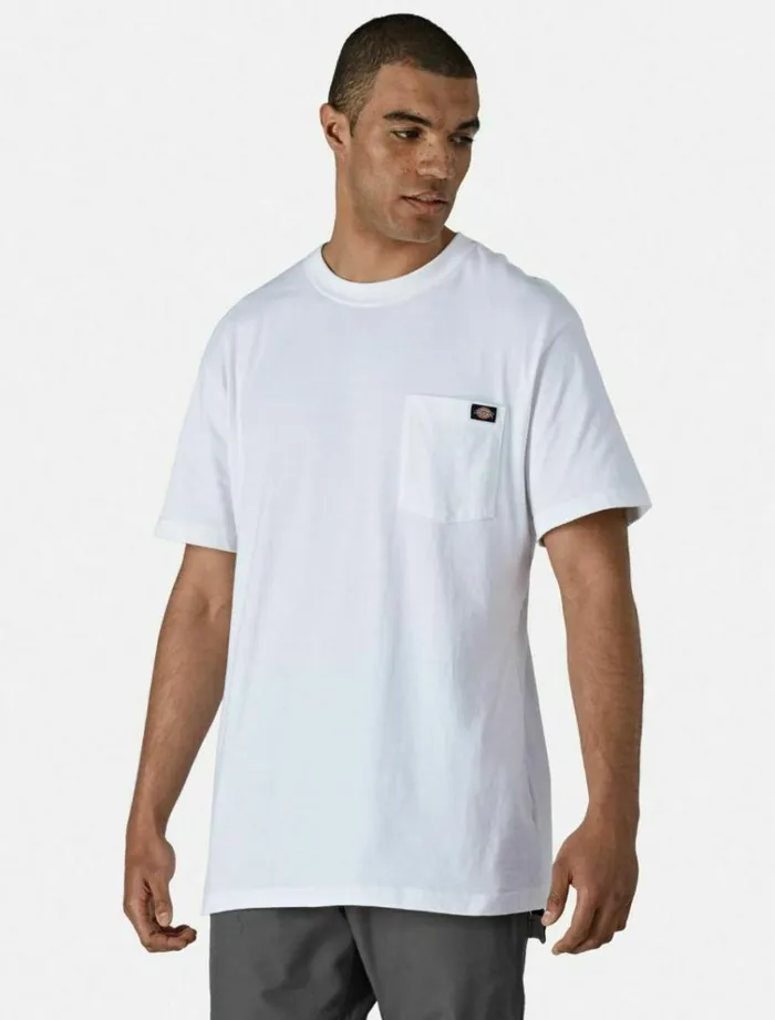 Men TShirts Dickies Short Sleeve Pocket Cotton TShirt White