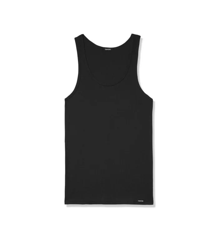 Men TSHIRTS Tom Ford Cotton Modal Rib Tank Black