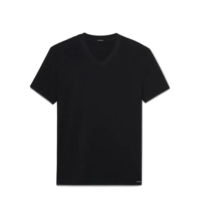 Men TSHIRTS Tom Ford Cotton VNeck TShirt Black