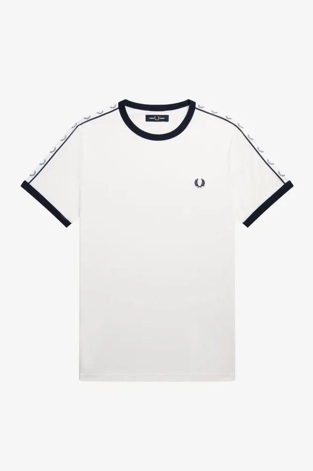 Men Taped Ringer TShirt Snow White Fred Perry TShirts