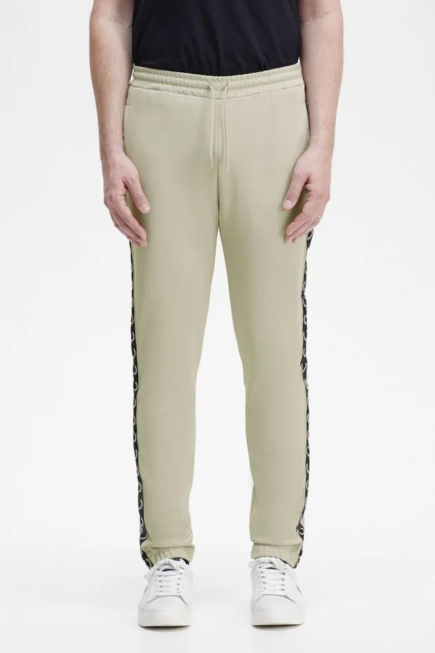Men Taped Track Pants Light Oysterblack Fred Perry Tracksuits