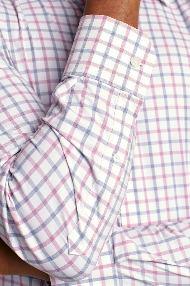 Men Tech Button Down Shirt Navy Red Graton Check Bonobos Business Casual Shirts