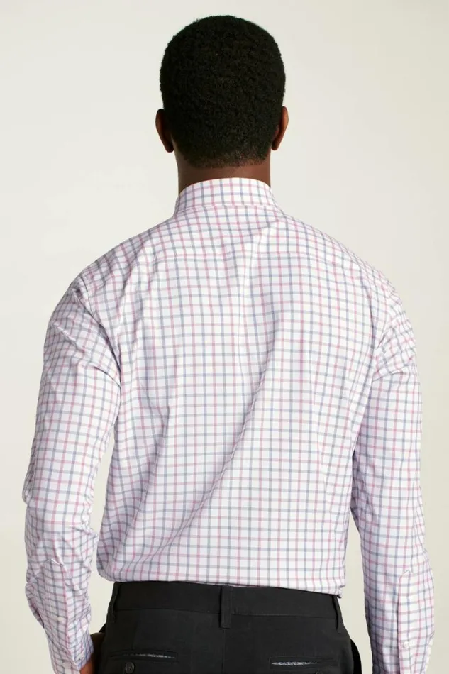 Men Tech Button Down Shirt Navy Red Graton Check Bonobos Business Casual Shirts