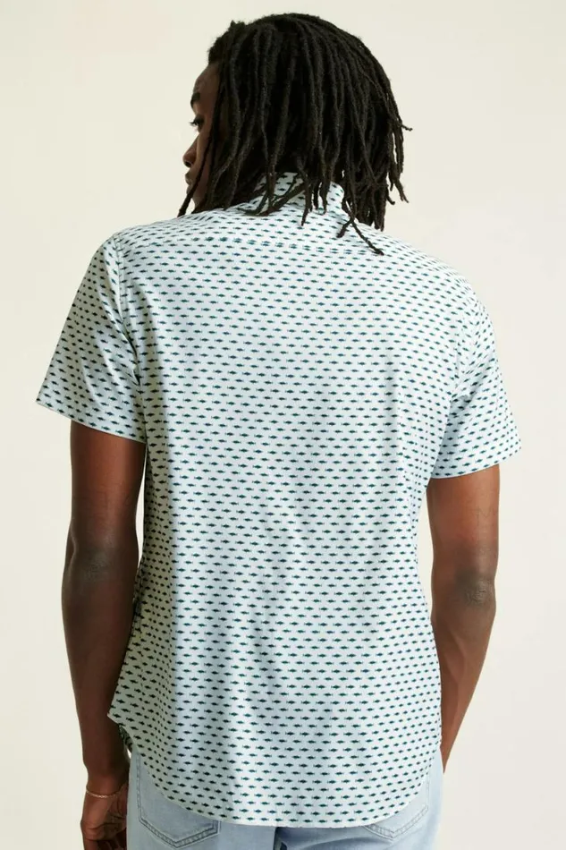 Men Tech Short Sleeve Shirt Here Fishy Fishy Blue Bonobos Short Sleeve Shirts