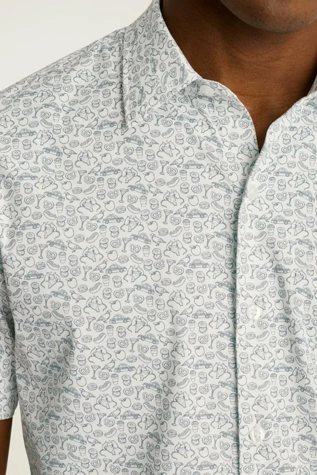 Men Tech Short Sleeve Shirt New York Foodie White Bonobos Short Sleeve Shirts